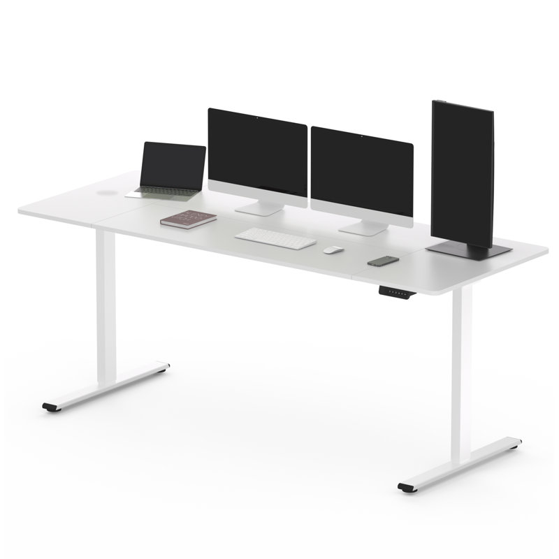 Large Dual Motor Electric Standing Desk With Memory Controller, 47.6" H x 79" W x 32" D, White, White