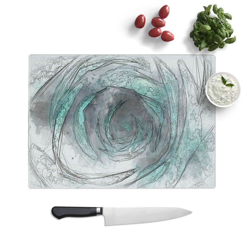 Tempered Glass a Rose Sketch Chopping Board, 28.5 cm x 39 cm
