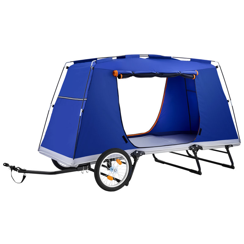 Chariot de vélo pliant pour camping-car 300 lb avec roues de 16 pouces, revêtement PU2000, structure en acier au carbone, installation rapide, convient aux roues de 22 à 28 pouces, pour le camping hors route et le fret