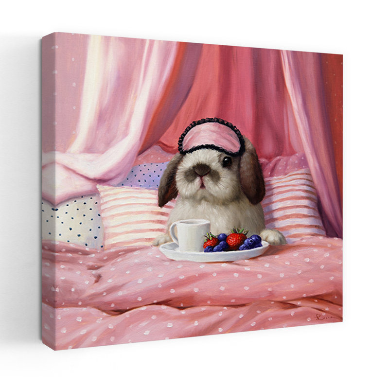 Petit déjeuner au lit, art contemporain de lapin Urban Forest, H 18 po x l 18 po