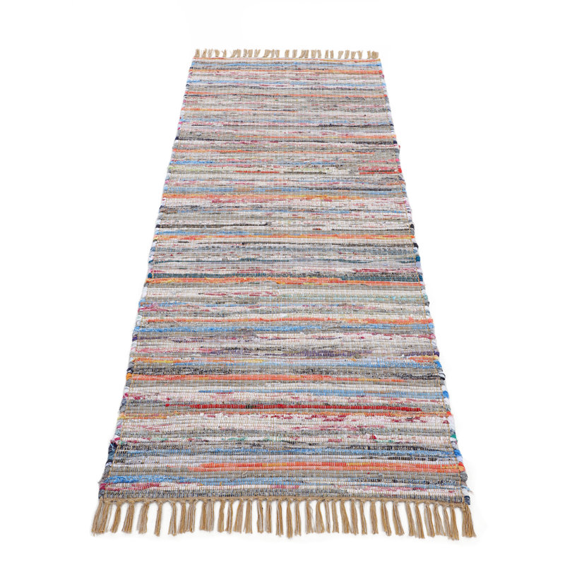 Chindi Hand Woven Kilim Taupe Rug, Runner 75 x 240cm