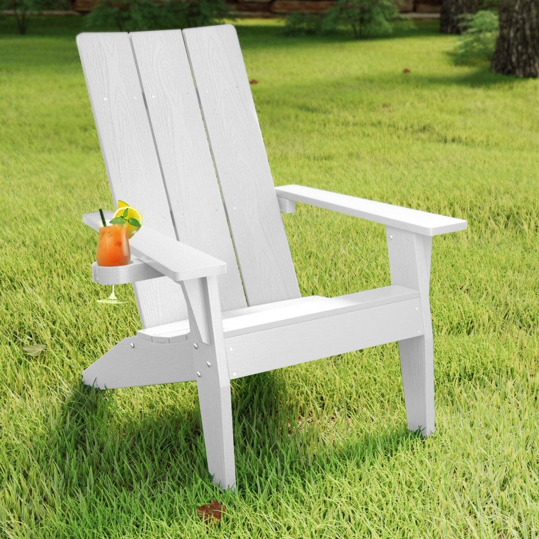 Harlean Modern All Weather Outdoor HIPS Plastic/Resin Adirondack Chair Fire Pit Chairs Oversized Patio Chair With Cup Holder Rosecliff Heights 