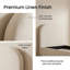 Structure de lit avec tête de lit tapissier recouverte de lin, pieds en bois massif et design élégant pour le confort et le style-556187011