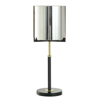 Nikolas - Black & Gold Steel Table Lamp - Smoked Chrome Shade
