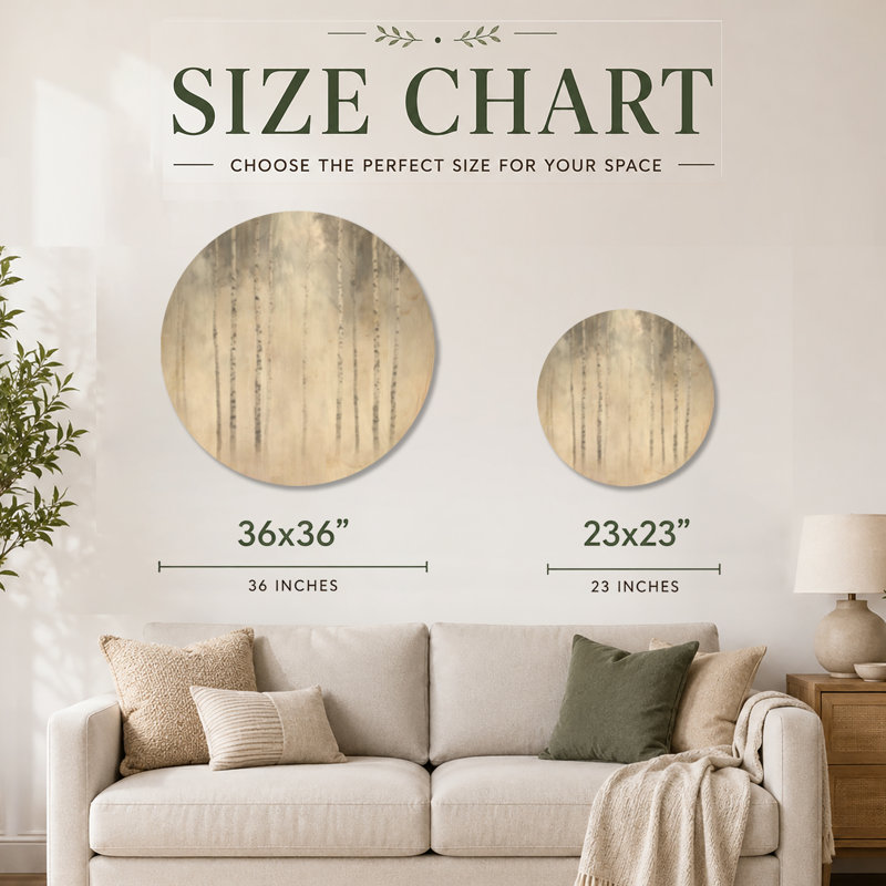 Décoration murale ronde en bois Nordic Birch Calm - Nature, Rond 36 po, Rond