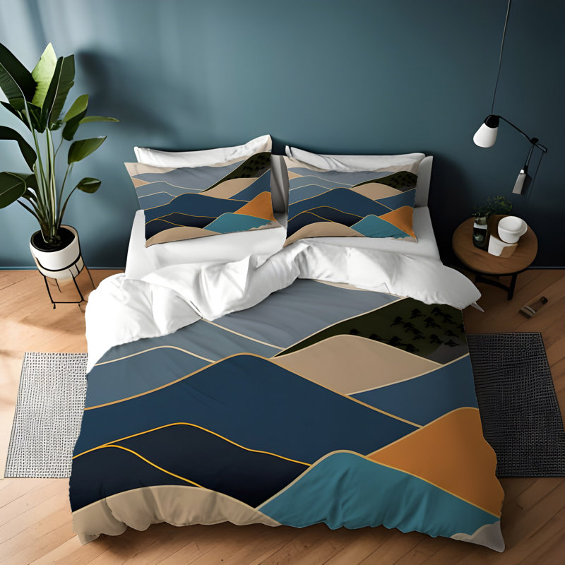 Polyester Abstract Duvet Cover, Twin Duvet Cover + 1 Queen Sham