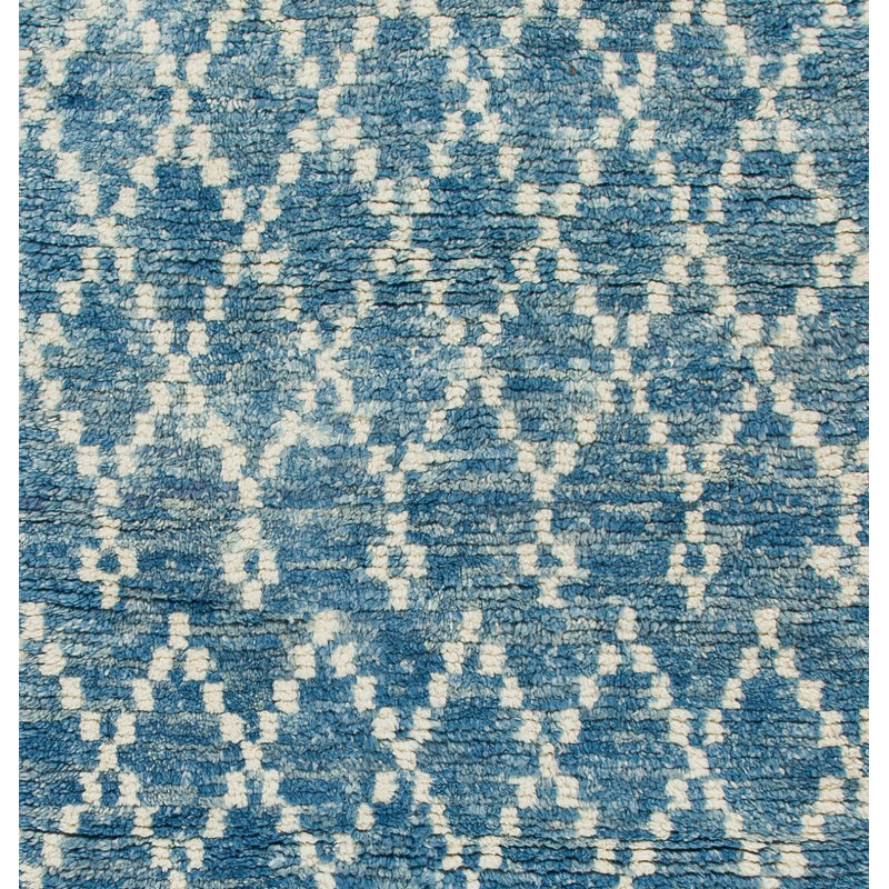 Tapis de couloir marocain berbère Tulu en bleu clair. 100 laine