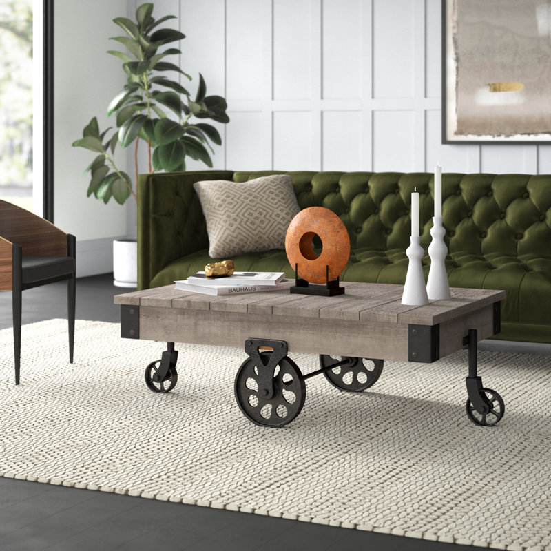 Zona Solid Wood Top Single Coffee Table, Gray