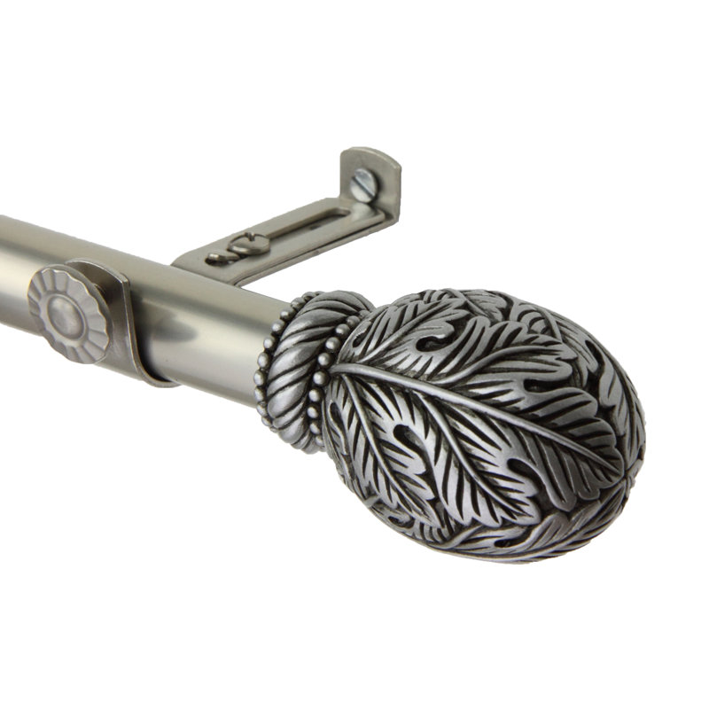 Tringle à rideaux simple ajustable avec baie vitrée de 0,81 po, Nickel satiné, 28 po à 48 po (chaque côté)