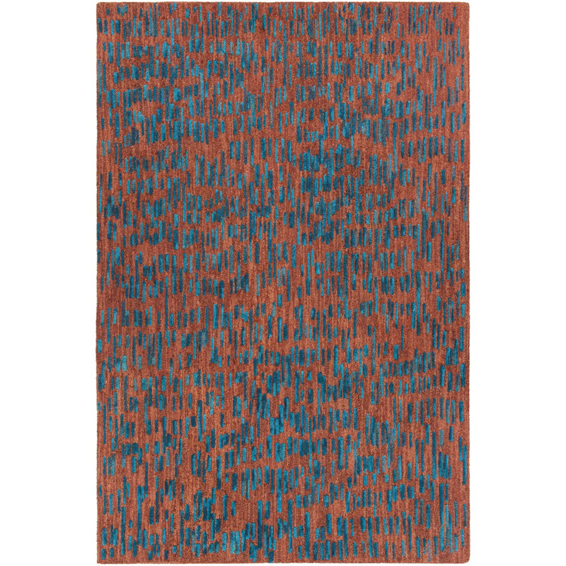 Tapis brun / bleu en laine touffeté à la main Chrisy, Rectangle 5 pi x 7 pi 6 po