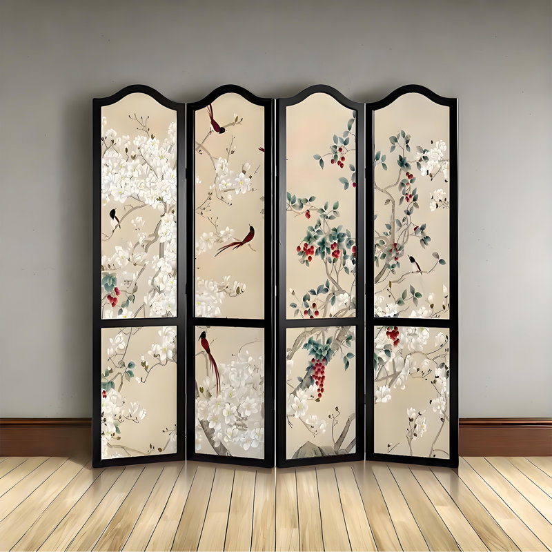Paravent floral en bois