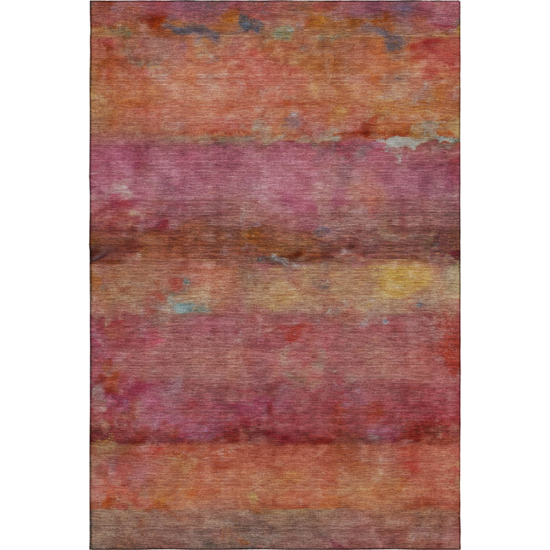 Premium Machine Washable Mayfield AMF2311 Stripes Rug, Pink, 9' x 12'