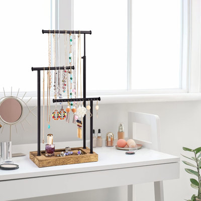 Support à bijoux, porte-collier très haut, idée cadeau (noir carbonisé et noir)