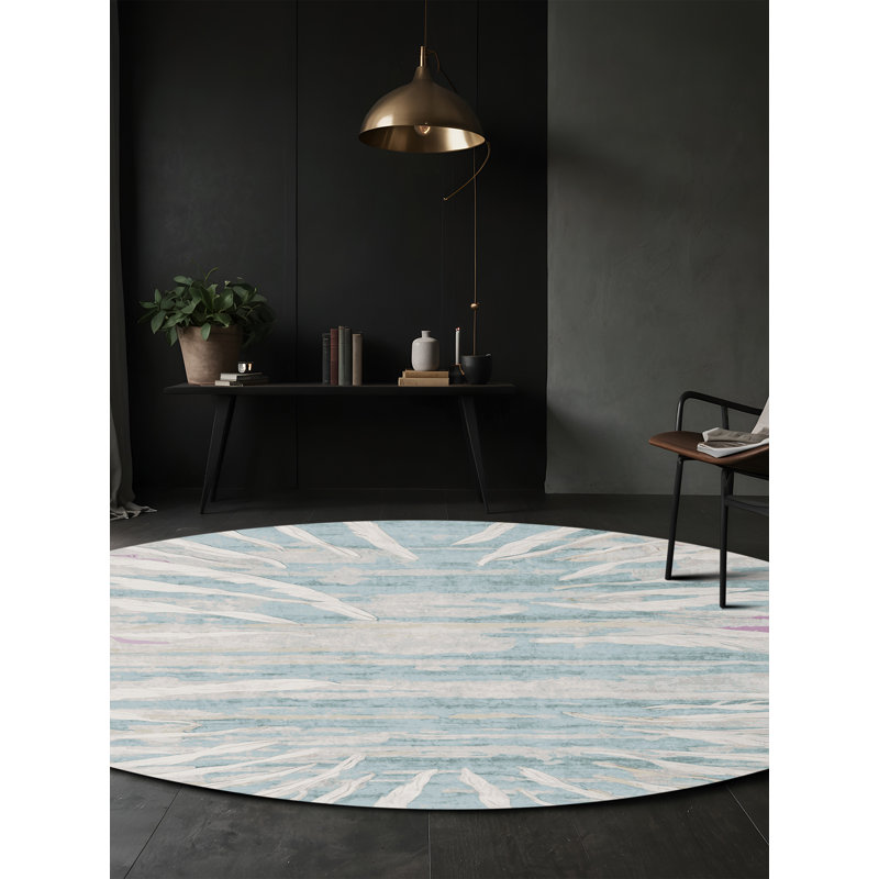 Machine Washable Gray Area Rug, Round 8'