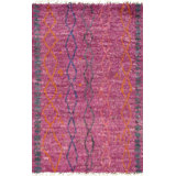 5'X8' Hand Woven Cotton and Wool Geometric Area Rug