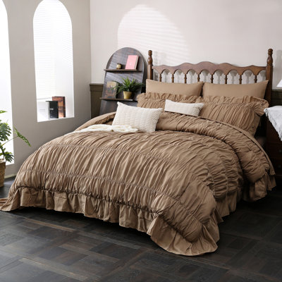 Ensemble d'édredon taupe à grand lit, ruche boho 9 pièces dans un sac, édredon de luxe moelleux avec drap plat, drap-housse, taies décoratives, taies d'oreiller pour toutes les saisons