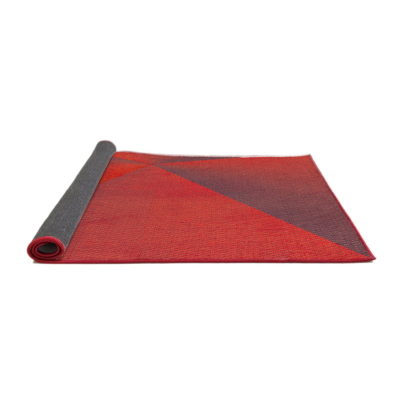 Tapis rouge / brun Ericka, Carré 5 pi