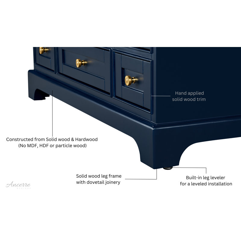 Audrey 72'' W Vanity, Heritage Blue | Brushed Gold