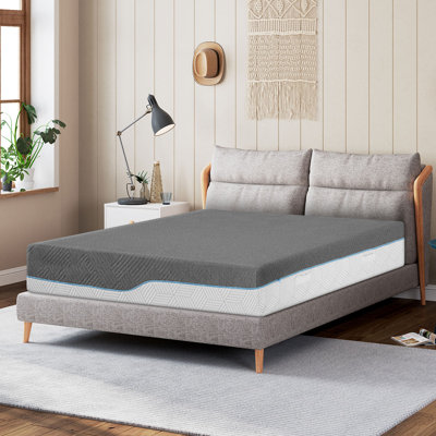 Matelas en mousse viscoélastique gélifiée mi-ferme 14 pouces, housse lavable pour matelas dans une boîte