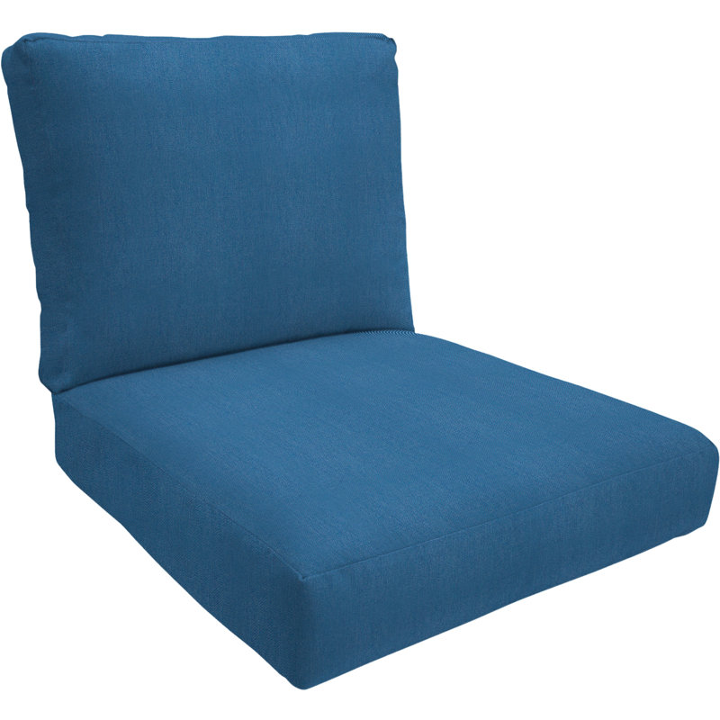 Eddie Bauer Outdoor Lounge Chair Cushion, Sunbrella Fade & Water Resistant for Outdoor Lounge Chairs & Deck Recliners, 24"W x 24"D, 5" thick; Back 25"W x 20"H, 5" thick, Reversible, Canvas Regatta