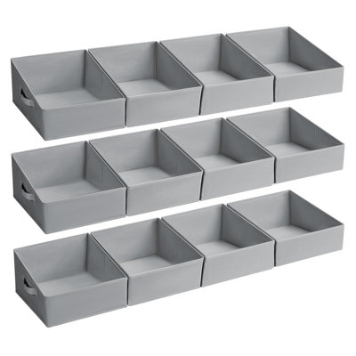 Fabric Storage Bins 12 Pack, Collapsible Closet Organizer Baskets With Handles, Trapezoid Shelf Storage Cubes For Clothes, Toys, Books, And Towels