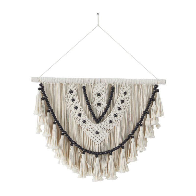 Hand Woven Blended Fabric Wall Hanging, White