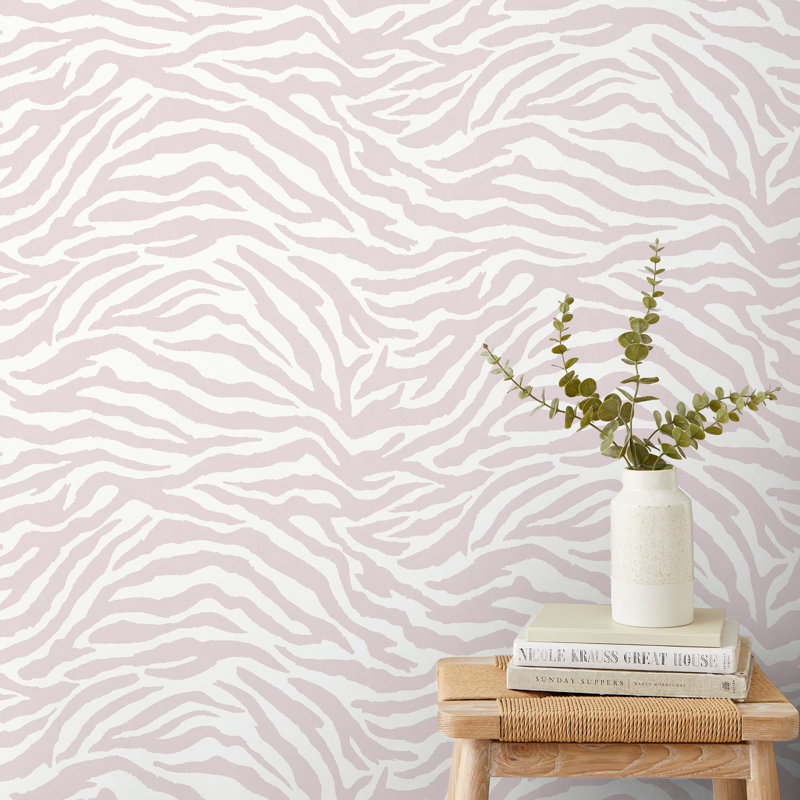 Shoshana Modern Zebra Wallpaper, Pink