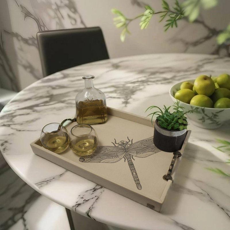 Black Dragonfly 18" Rectangular Serving Tray