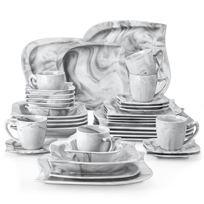 36 Piece Porcelain China Dinnerware Set - Service for 6