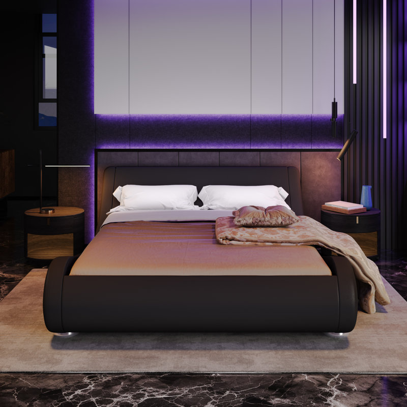 Sewilla Upholstered Platform Bed, Queen, Black