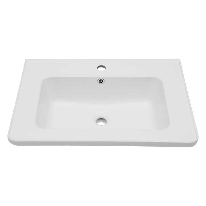Lavabo de salle de bain en céramique avec trou de robinet et trop-plein 28 po L 20 po x l 20 po (comptoir seulement)