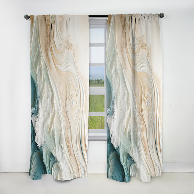 Modern Blue And Beige Sand Aerial View IV - Beach Sand Curtain - Velvet Room Darkening - 1 panel, 52" W x 84" L