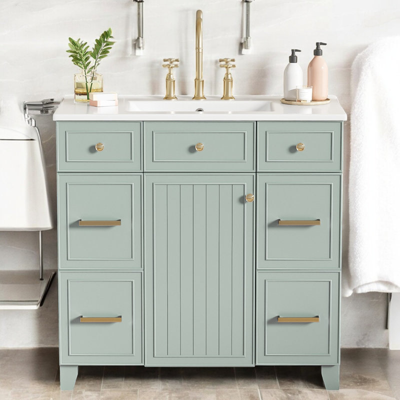Ensemble de meuble-lavabo simple 36 po Damyron, Vert