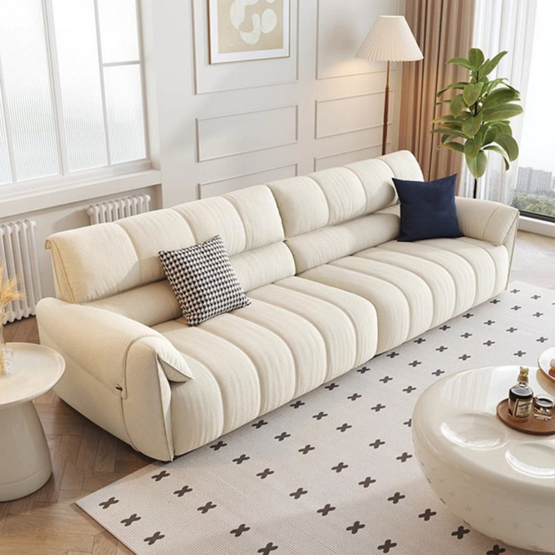 Canapé moderne simple décontracté, Blanc cassé, H 35,4 po x l 110,2 po x P 37,8 po