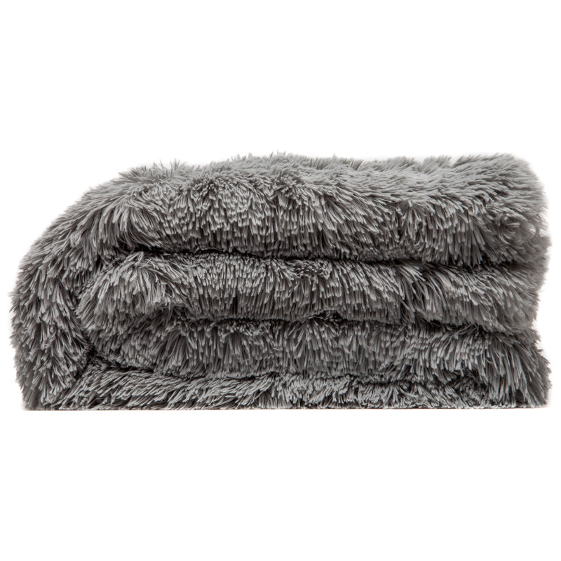 Long jeté en imitation fourrure de type sherpa à poil long très élégant Shaggy, l 60 po x L 70 po, Gris