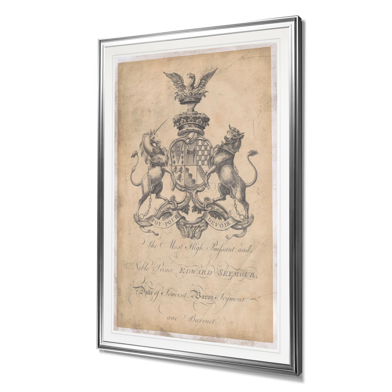 «Peerage of England II», art textuel, H 45 po x l 30 po x P 1,5 po, Cadre argenté