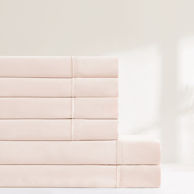 Verona Solid Sheet Set, Full Sheet Set with 4 Pilowcases, Pink