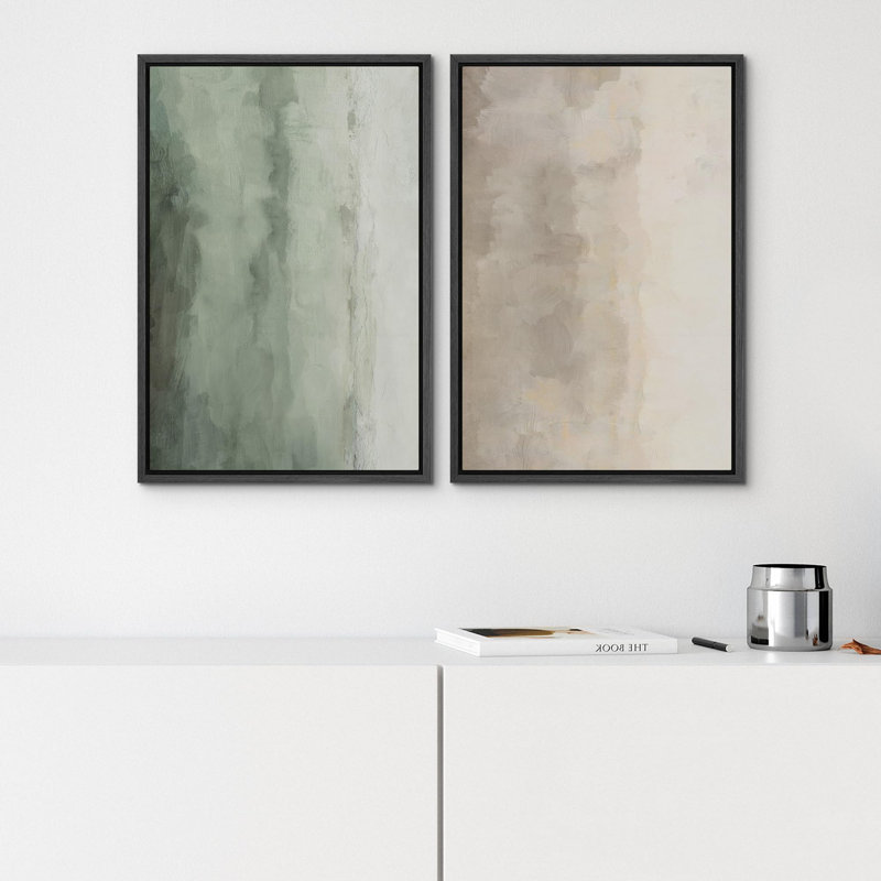 «Paysage de marbre rose et lavande avec rayures blanches», 2 pièces sur toile, Cadre noir, H 24 po x l 36 po