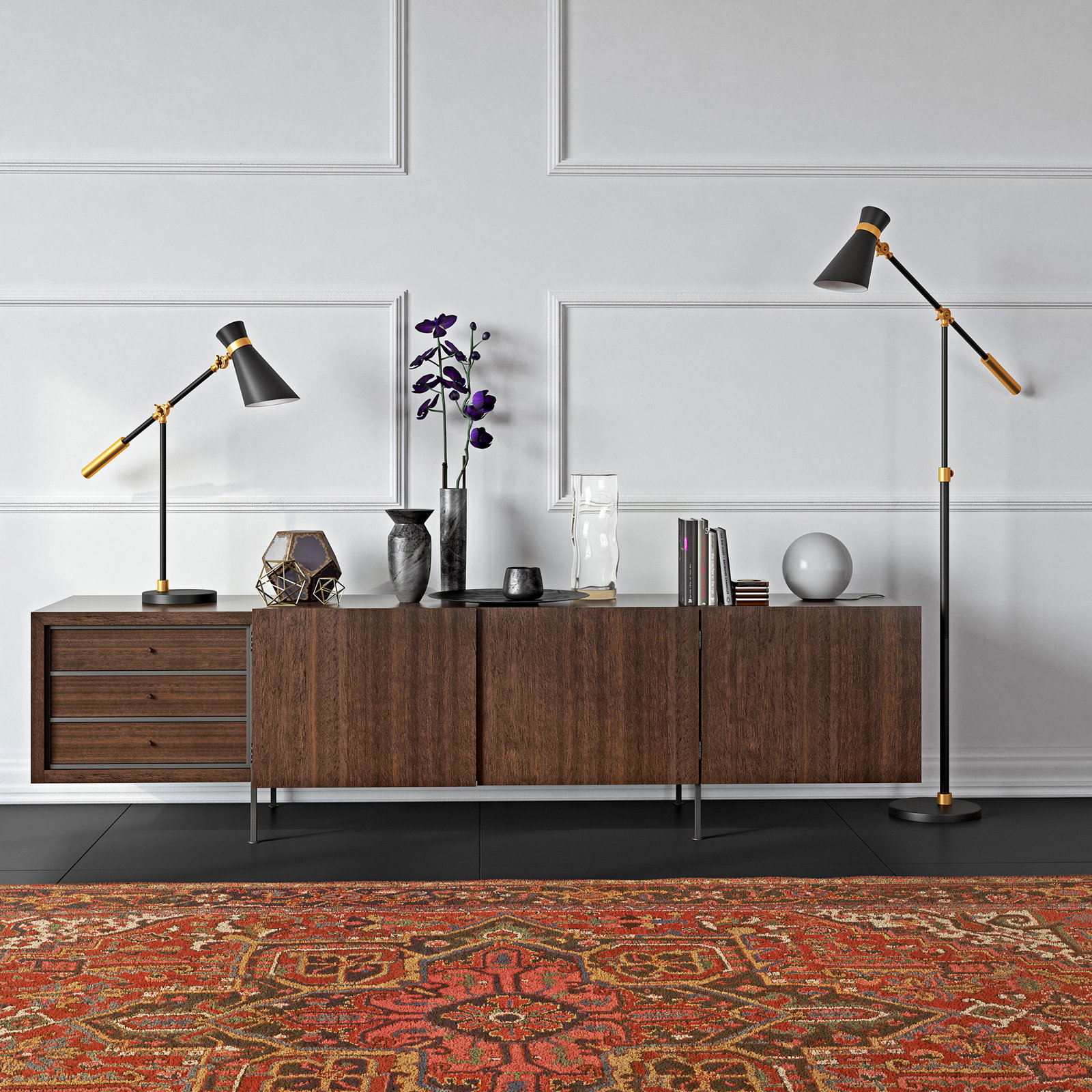 Zabel 65.63'' Floor Lamp, Brass