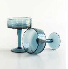 S/4 Handblown Hammered Coupe Cocktail Glasses-smoke