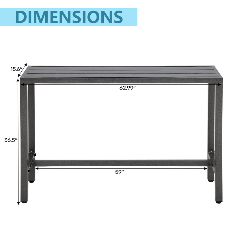 Table de bar à hauteur de comptoir 36,97 po, Gris, L 15,6 po x L 62,99 po