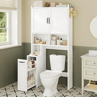 Rangement autoportant au-dessus de la toilette avec poulie