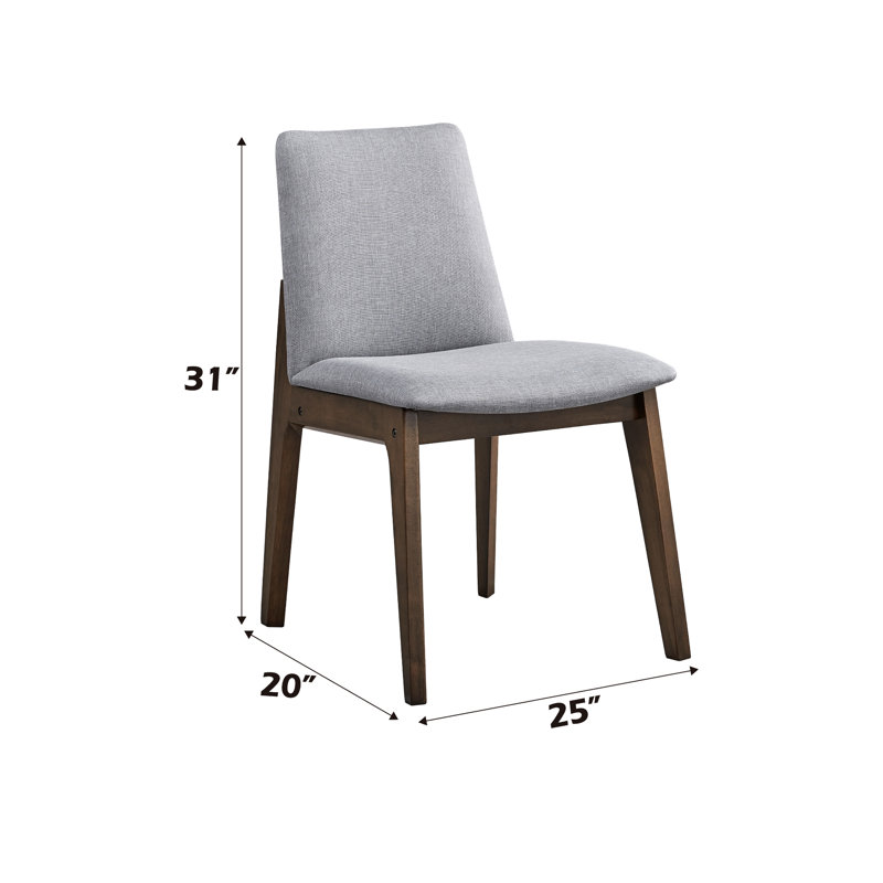 Chaise d'appoint moderne en tissu gris scandinave moderne avec 2 pieds en noyer et 2 chaises rembourrées au fini noyer pour un look chic