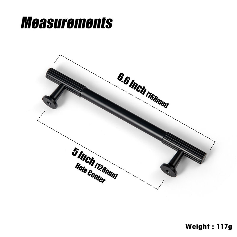 Bar / Handle Pull Multipack, Black, 5", 6-Packing