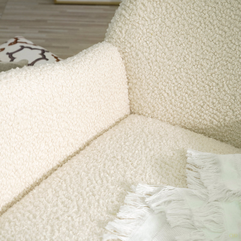 Chaise berçante, fauteuil oscillant rembourré Teddy, Beige