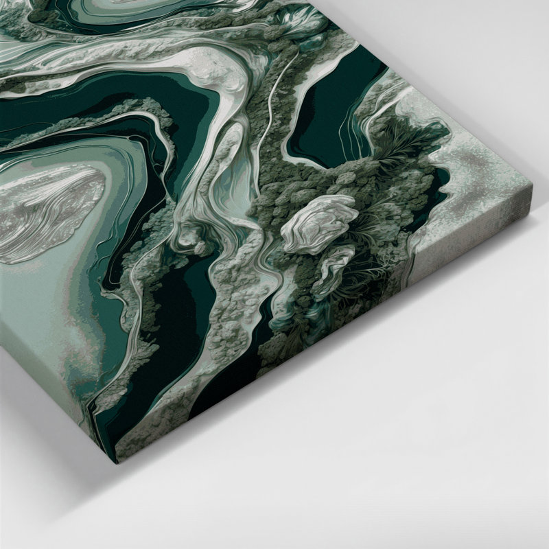 Abstrait paysage 59, art mural sur toile verte