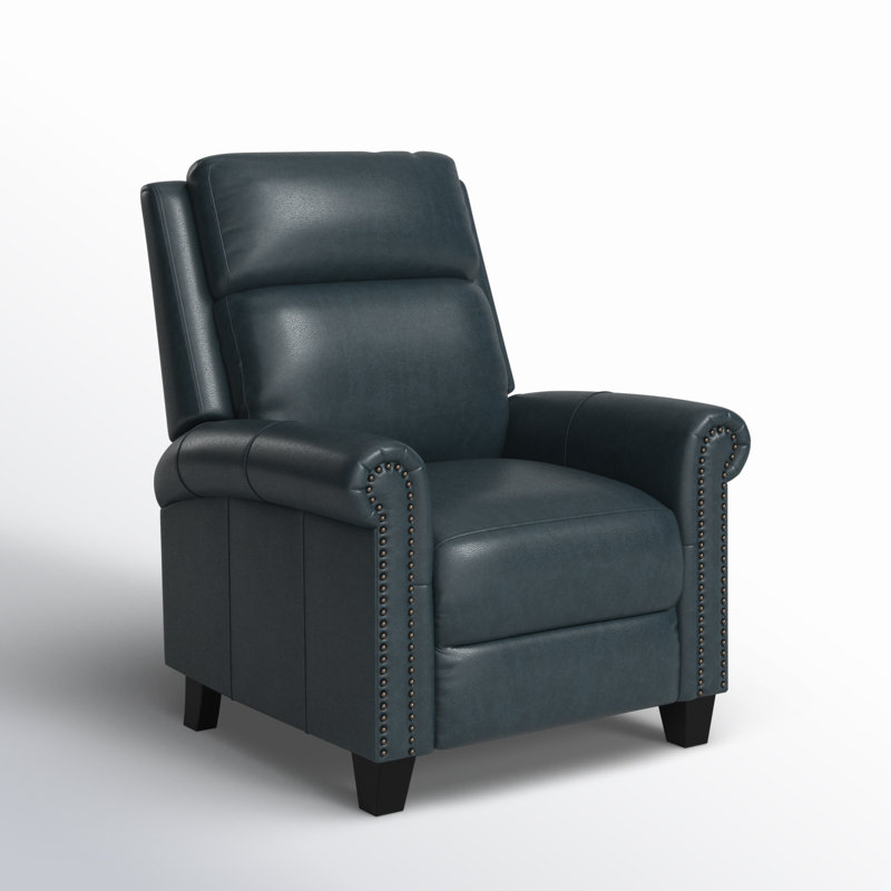 Fauteuil inclinable 33,5 po en cuir véritable, Cuir véritable galet bleu