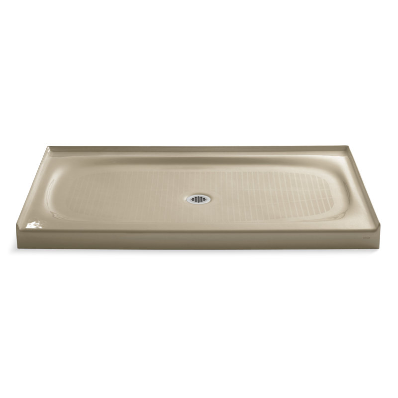 Salient 60" x 36" Single Threshold Center Drain Shower Base, Mexican Sand