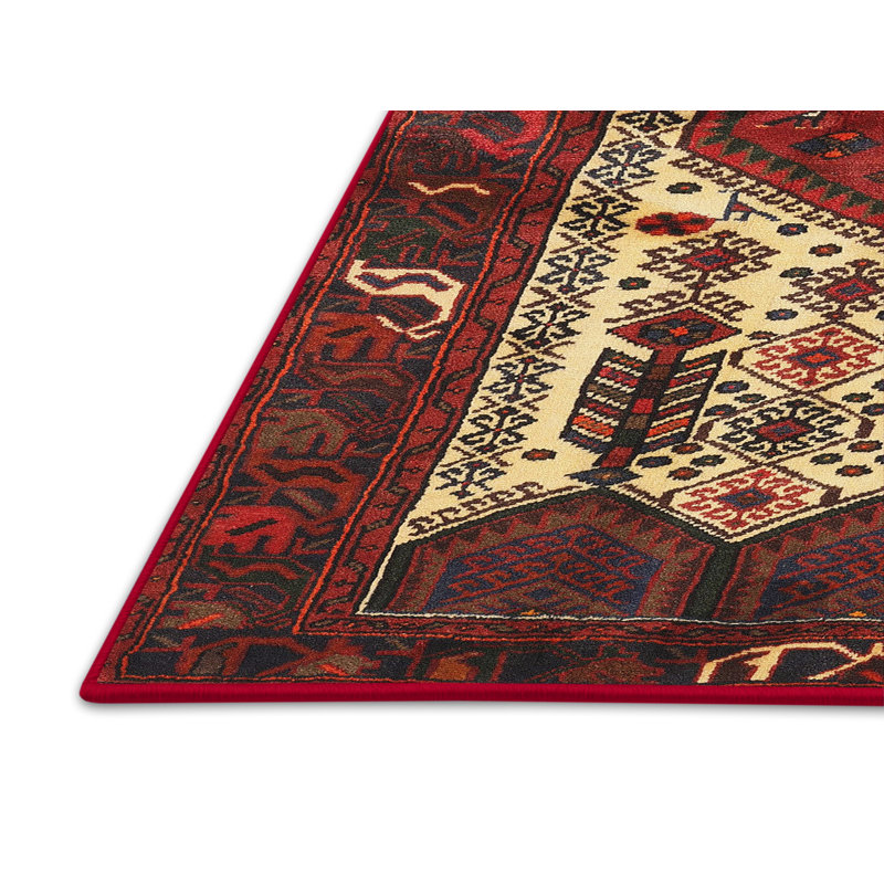 Tapis jaune clair/marron/noir, Rectangle 5 pi x 7 pi