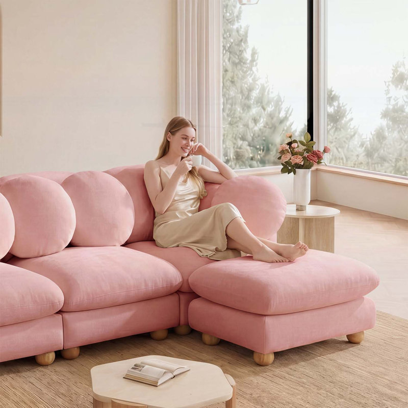 Canapé modulaire en chenille avec 6 coussins décoratifs Comfy